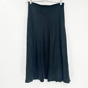 Zara Womens Dark Goth Witchy Pull On A-Line Silk Blend Maxi Skirt Size‎ M Black